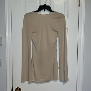 Open Back Beige Mini Dress